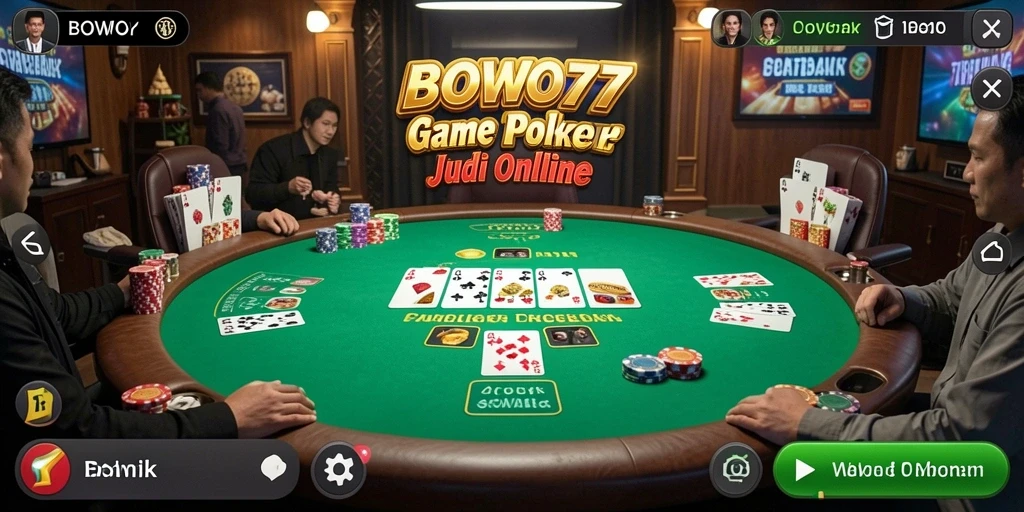 Tampilan gameplay poker yang seru dan menarik di BOWO77.