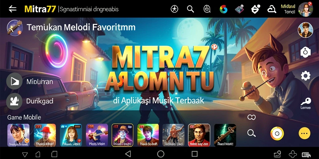 Tangkapan layar MITRA77 menampilkan pengalaman mendengarkan musik yang seru.