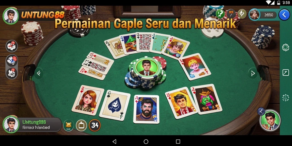Tampilan gameplay seru dari UNTUNG88 saat bermain Gaple.