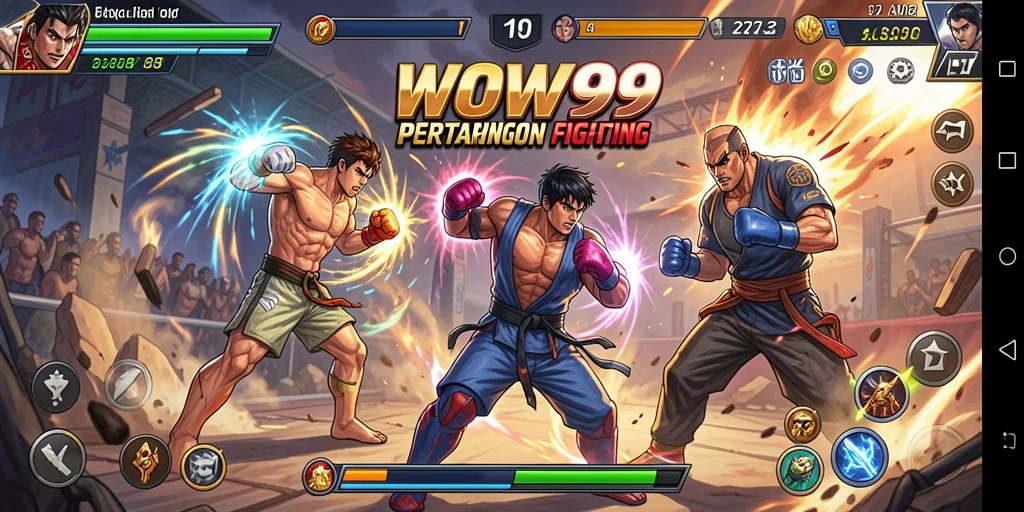 Screenshot WOW99 menampilkan pertarungan seru antara karakter-karakter ikonik.